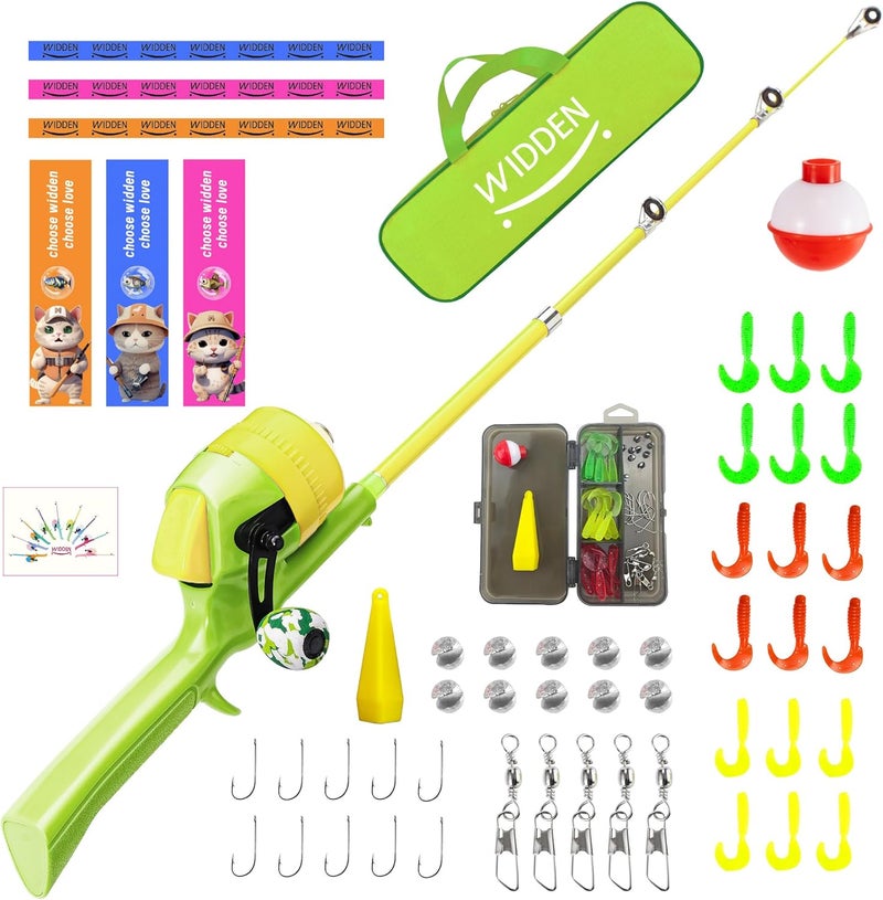 WIDDEN Kids Fishing Pole, Telescopic Fishing Rod, Toddler Collapsible Fishing Rod and Reel Combo with Tackle Box, Fishing Line, Bobber, and Soft Lures for Boy, Girl, Youth, Beginner, Over 4 Years Old - Image 1